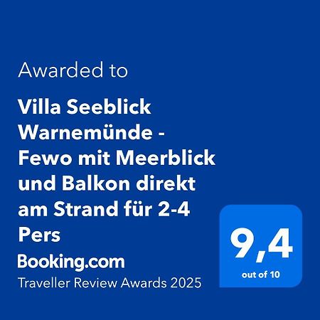Villa Seeblick Warnemuende - Fewo Mit Meerblick Und Balkon Direkt Am Strand Fuer 2-4 Pers Rostock Exteriör bild